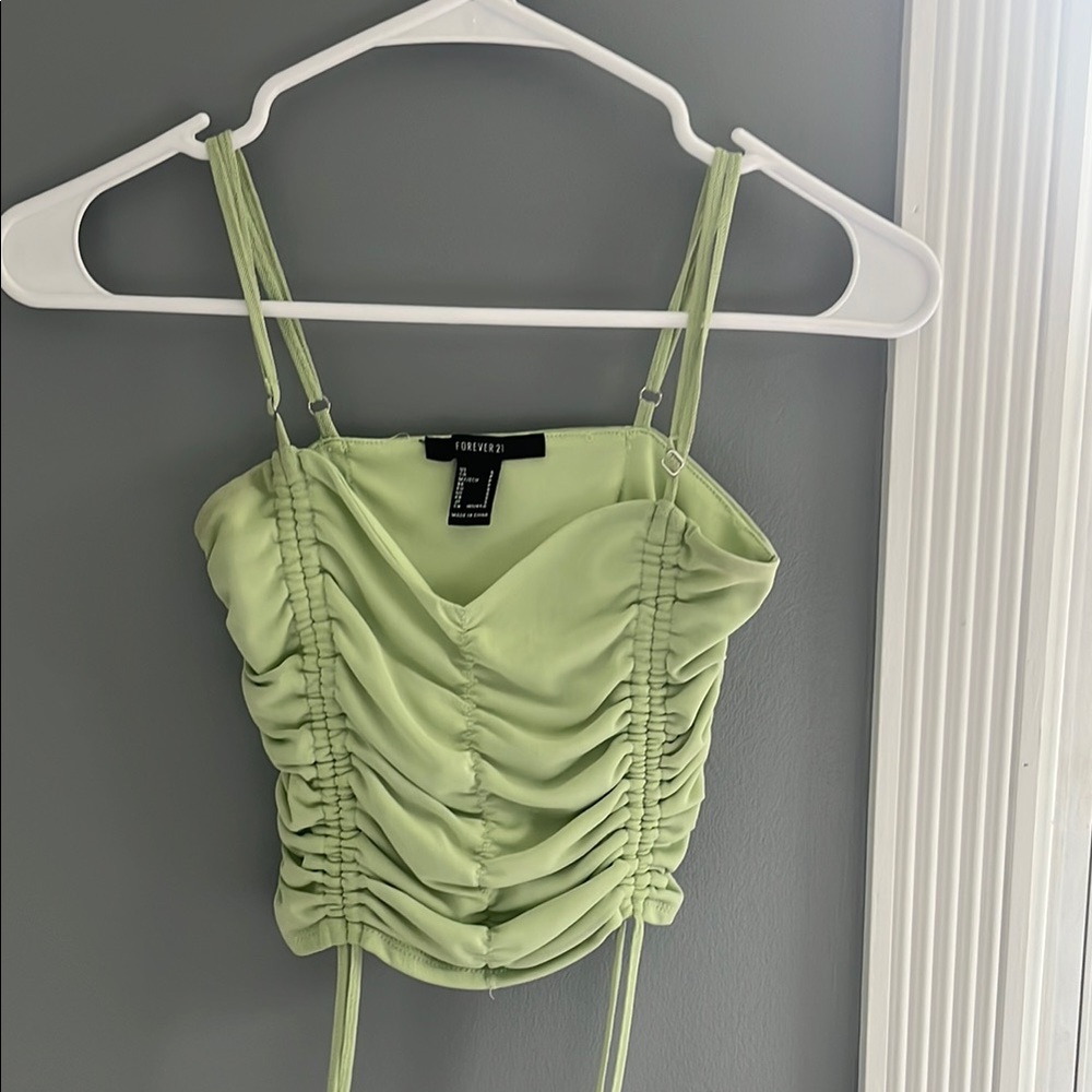 Forever 21 Green Ruched Crop Camisole